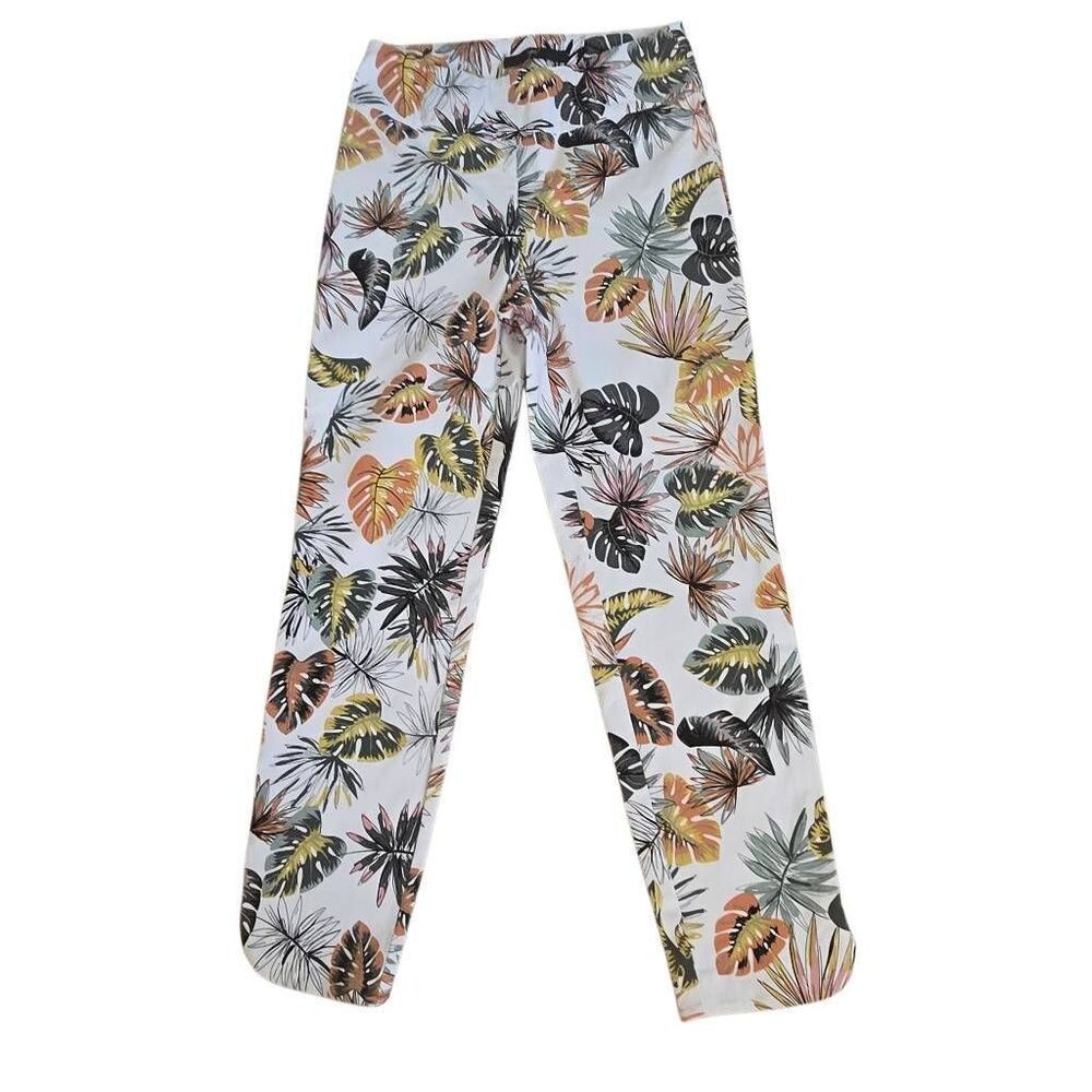 UP! Womens Tropical Print Skinny High-Rise Trouser Pants Multicolor Size 4